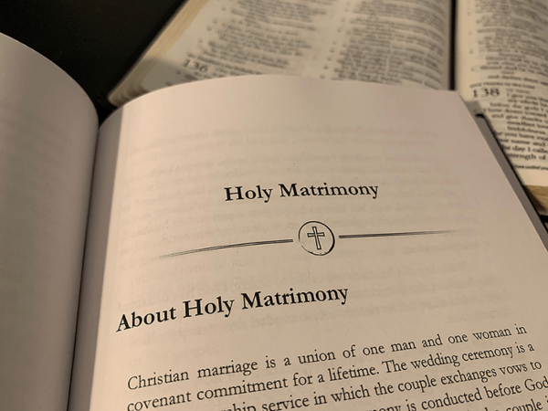 open bible, A Book of Prayer for Baptists open to Holy Matrimony